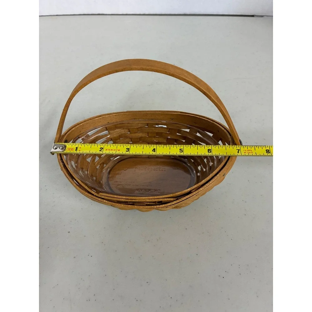 Longaberger 2006 Handmade Oval Basket with Plastic Liner‎ and Handle Brown